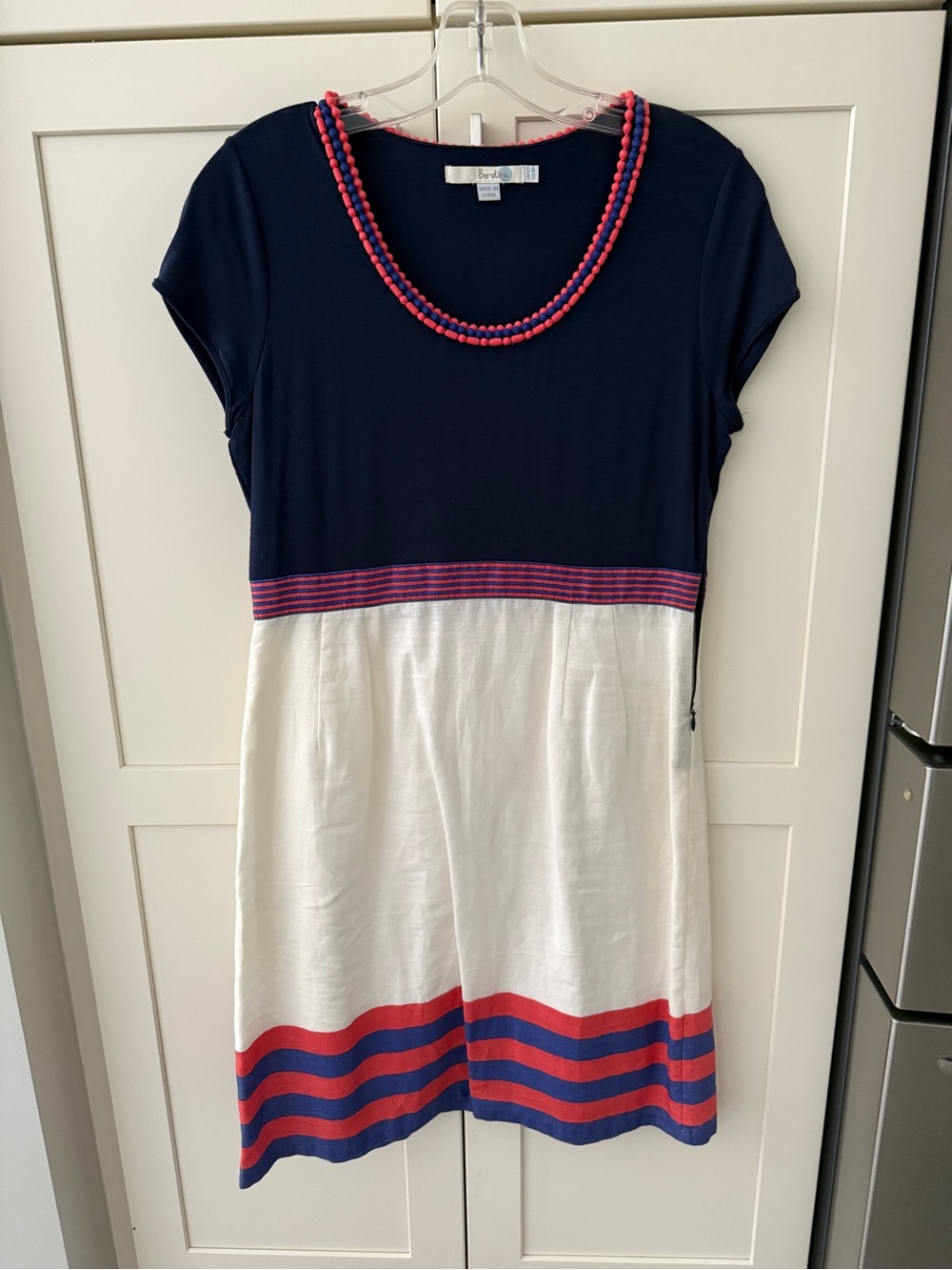 Boden Navy White Red Short Sleeve Summer Dress – Size 8P